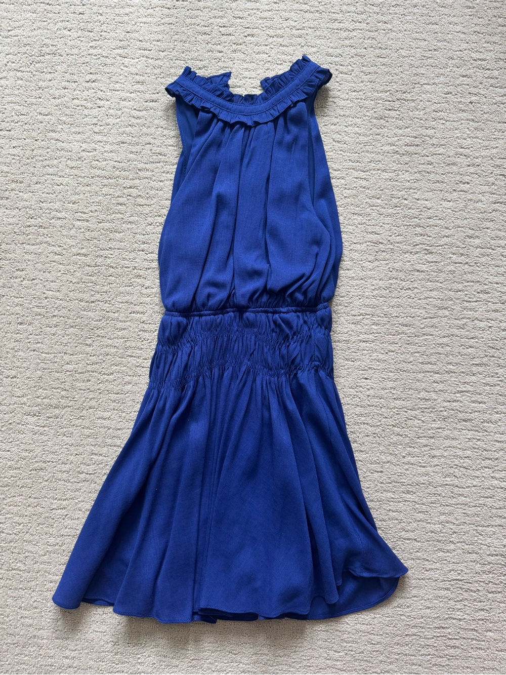 glam Royal Blue Halter Ruffle Neck Mini Dress